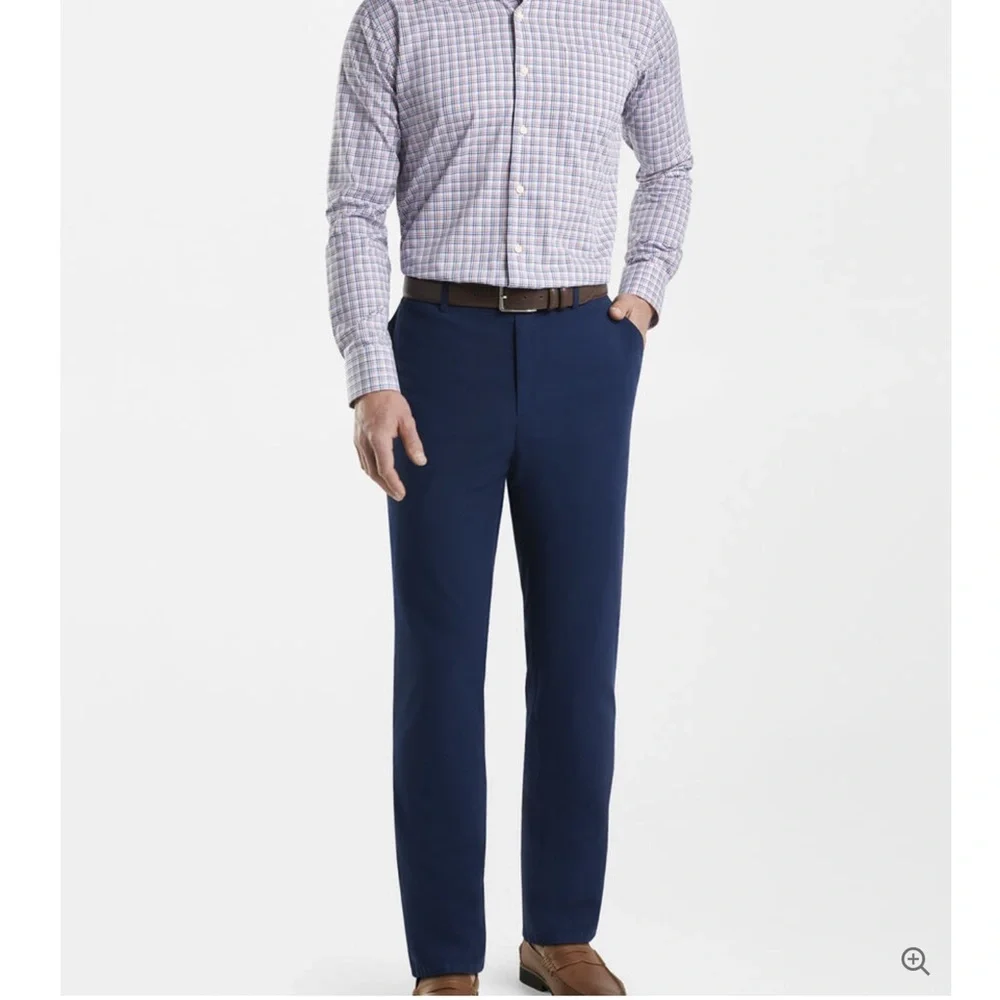 PETER MILLAR  GOLF FLAT FRONT TROUSER PANTS NAVY BLUE 36 X 35 SLIM FIT